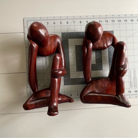 ART-1 | Abstract Hand Carved Wood Thinking Man Cross-Over Legs Sculpture Statue - Picture 6 of 13